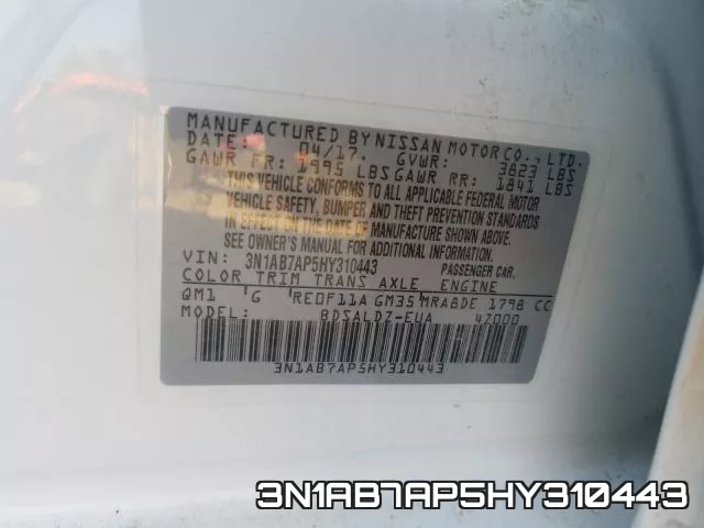 3N1AB7AP5HY310443 фото 2