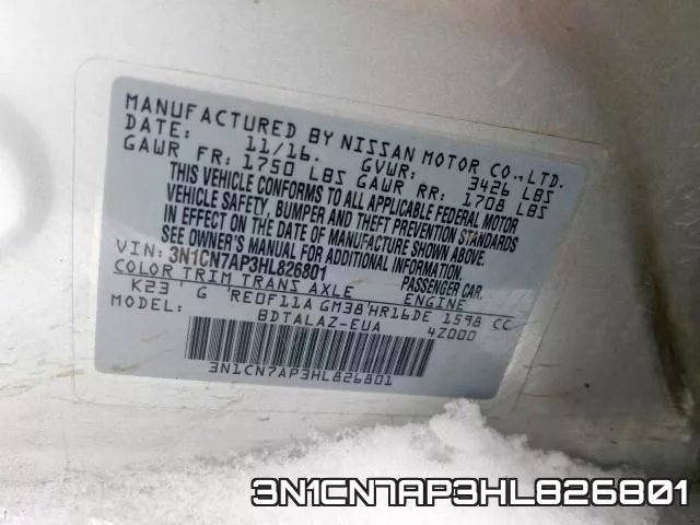 3N1CN7AP3HL826801 фото 2
