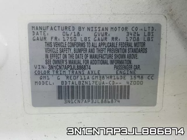 3N1CN7AP3JL886874 фото 2