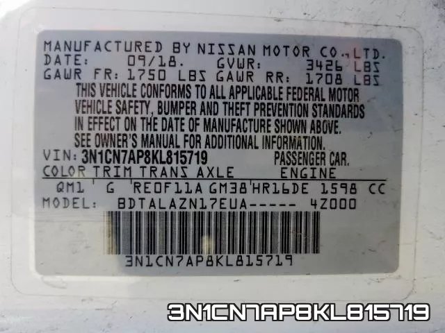 3N1CN7AP8KL815719 фото 2