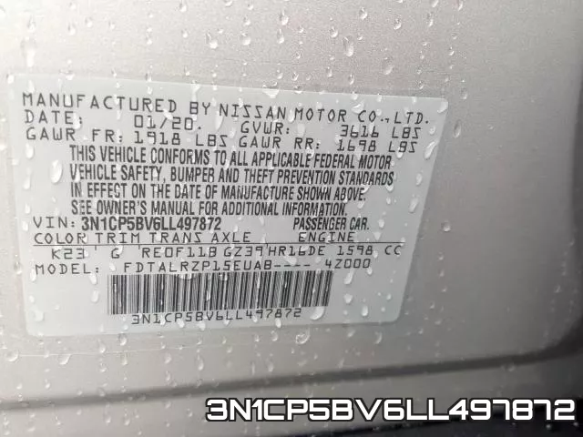 3N1CP5BV6LL497872 фото 2