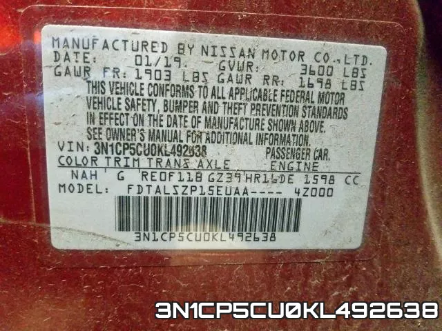 3N1CP5CU0KL492638 фото 2