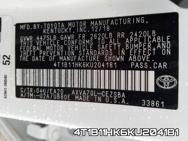 4T1B11HK6KU204181 фото 2
