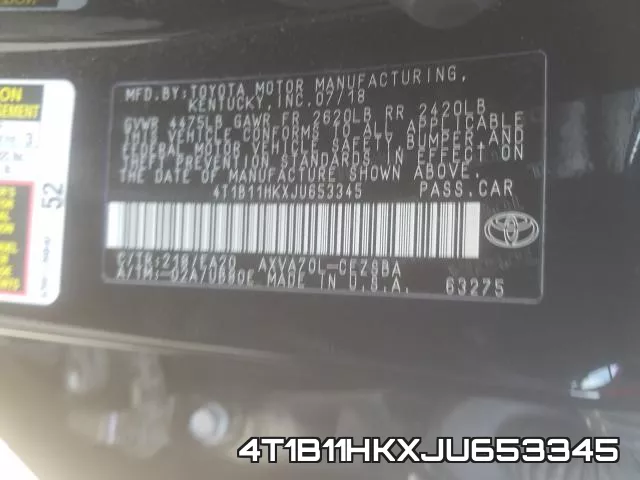 4T1B11HKXJU653345 фото 2