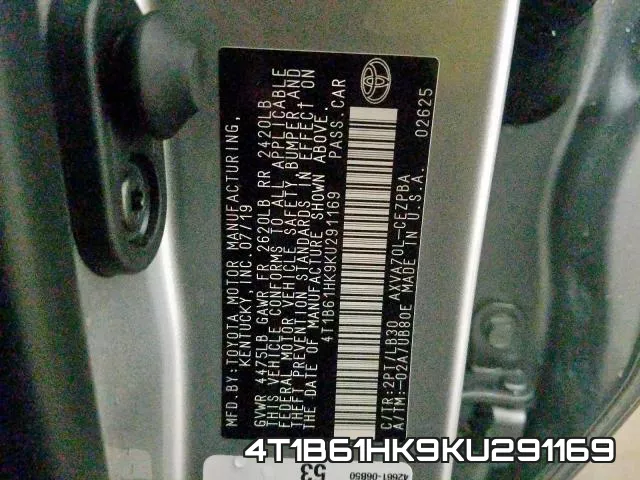 4T1B61HK9KU291169 фото 2