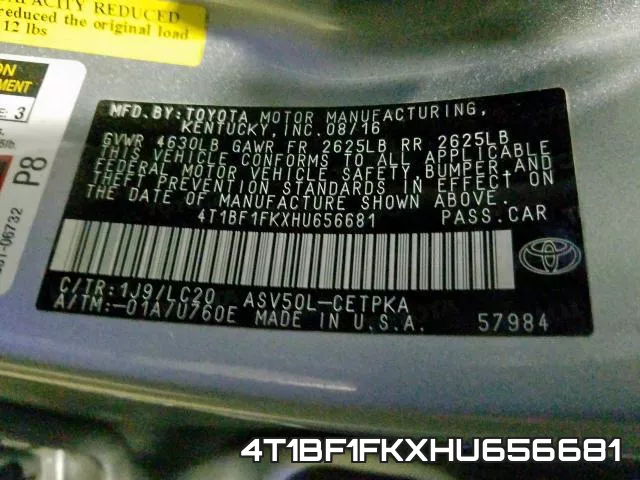 4T1BF1FKXHU656681 фото 2