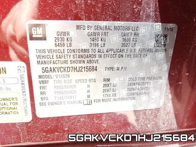 5GAKVCKD7HJ215684 фото 2