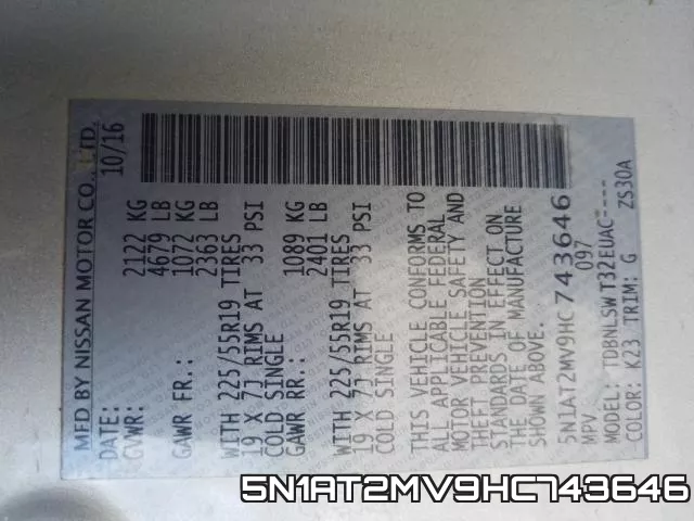 5N1AT2MV9HC743646 фото 2