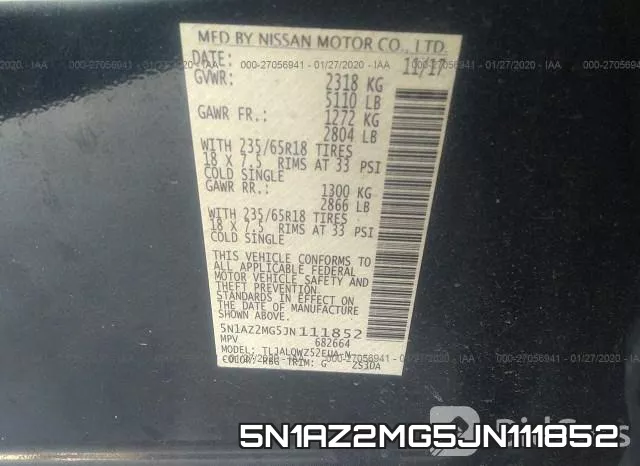 5N1AZ2MG5JN111852 фото 10