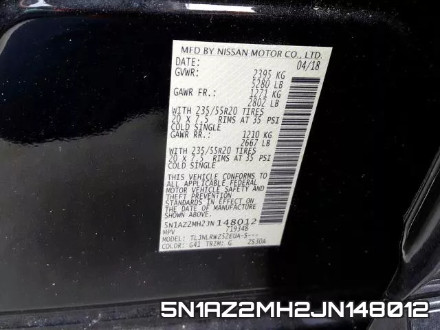 5N1AZ2MH2JN148012 фото 2