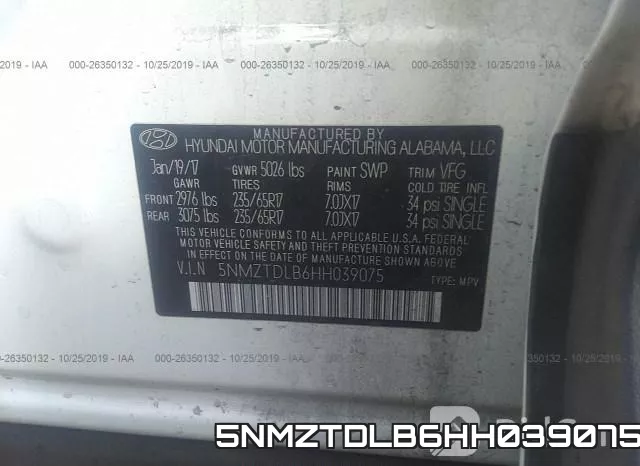 5NMZTDLB6HH039075 фото 10