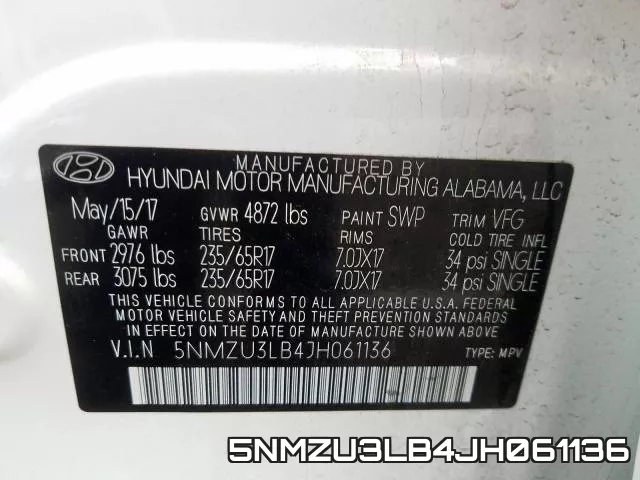 5NMZU3LB4JH061136 фото 2
