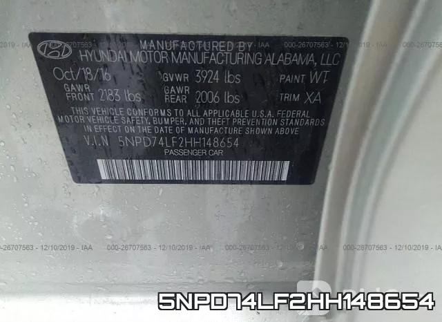 5NPD74LF2HH148654 фото 10