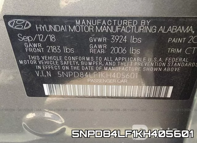 5NPD84LF1KH405601 фото 10