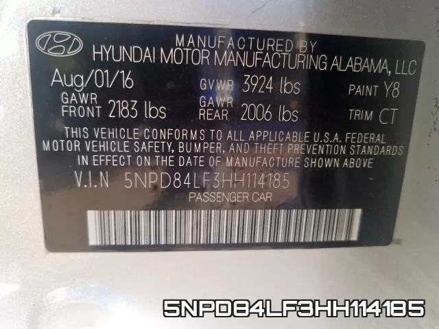 5NPD84LF3HH114185 фото 2