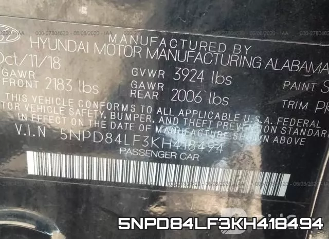 5NPD84LF3KH418494 фото 10