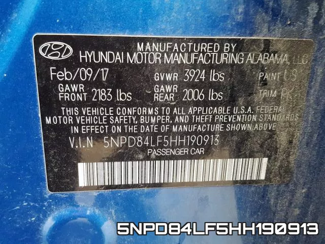 5NPD84LF5HH190913 фото 2