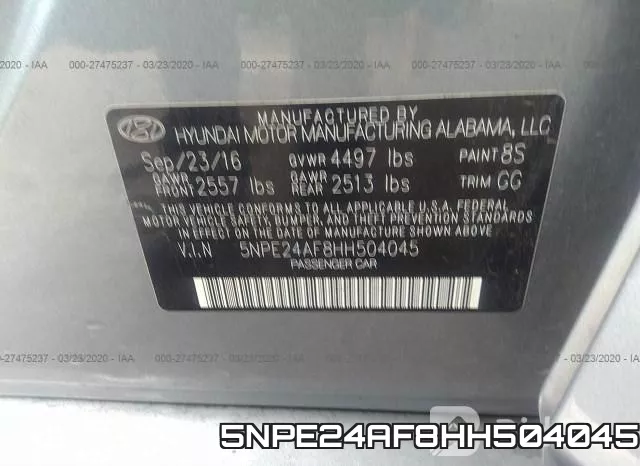 5NPE24AF8HH504045 фото 10