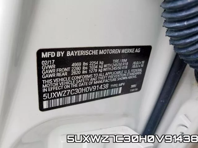 5UXWZ7C30H0V91438 фото 2