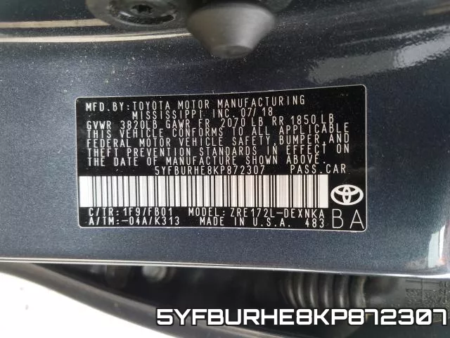5YFBURHE8KP872307 фото 2