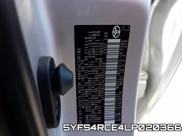 5YFS4RCE4LP020366 фото 2