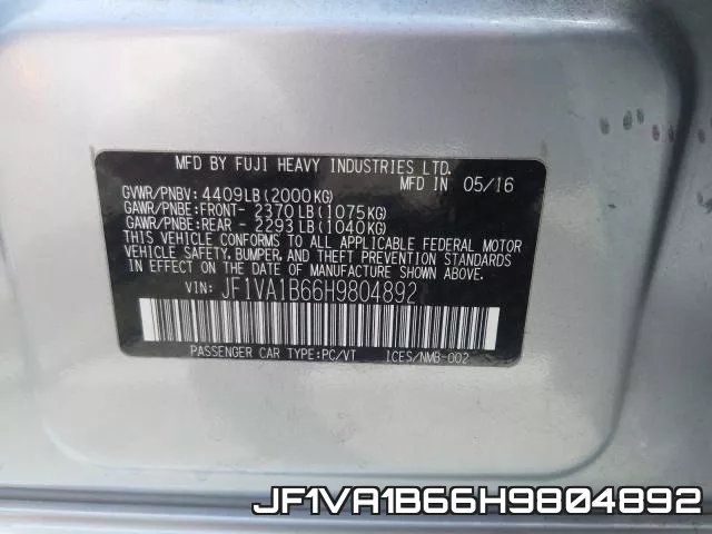 JF1VA1B66H9804892 фото 2
