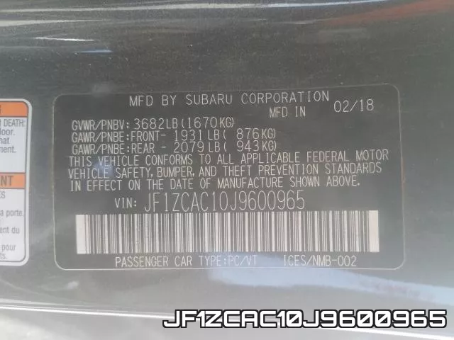JF1ZCAC10J9600965 фото 2