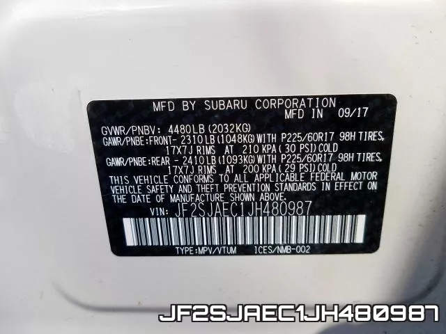 JF2SJAEC1JH480987 фото 2
