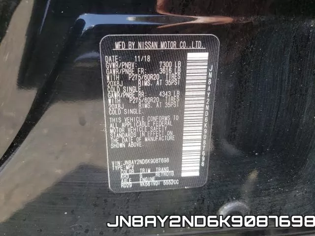 JN8AY2ND6K9087698 фото 2