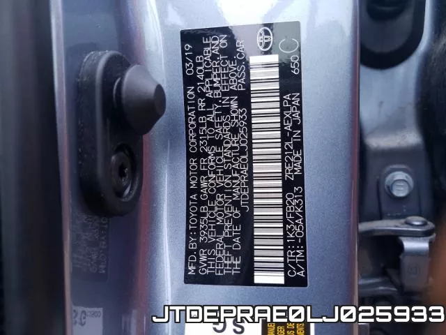 JTDEPRAE0LJ025933 фото 2