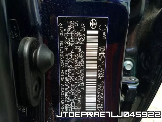 JTDEPRAE7LJ045922 фото 2
