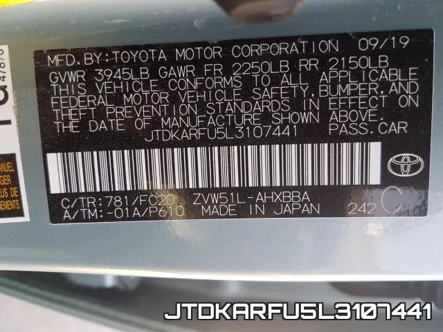 JTDKARFU5L3107441 фото 2