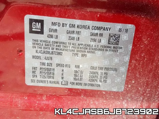 KL4CJASB6JB723902 фото 2