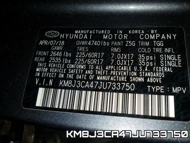 KM8J3CA47JU733750 фото 2