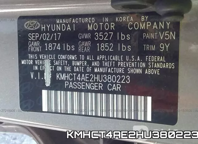 KMHCT4AE2HU380223 фото 10