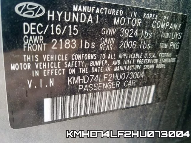 KMHD74LF2HU073004 фото 2