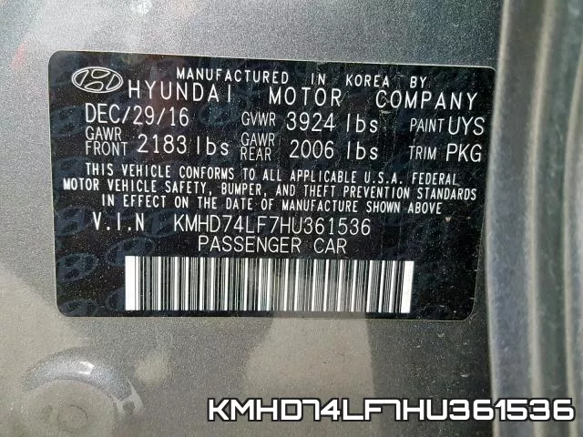 KMHD74LF7HU361536 фото 2