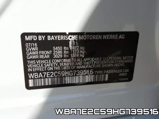WBA7E2C59HG739516 фото 2