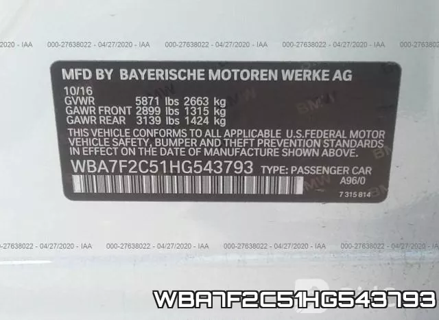 WBA7F2C51HG543793 фото 10