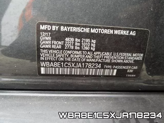 WBA8E1C5XJA178234 фото 2