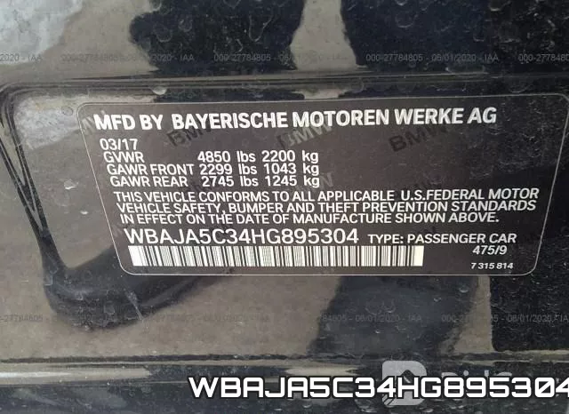 WBAJA5C34HG895304 фото 10