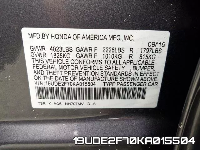 19UDE2F70KA015504 фото 2