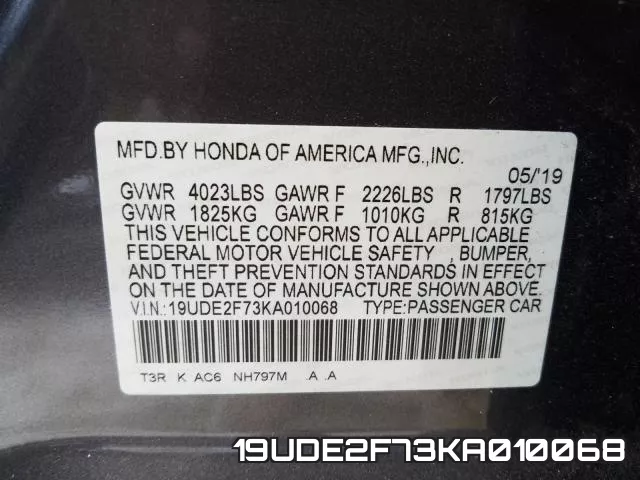19UDE2F73KA010068 фото 2