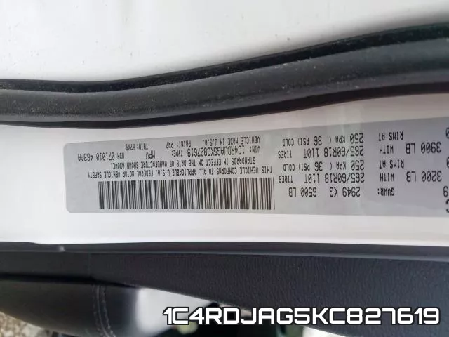 1C4RDJAG5KC827619 фото 2