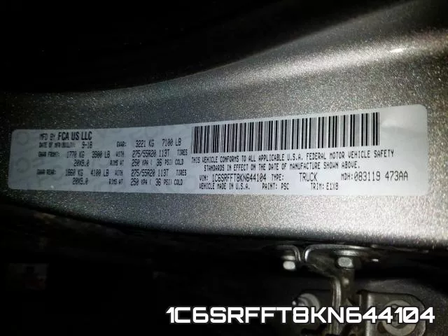 1C6SRFFT8KN644104 фото 2