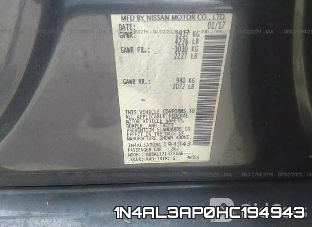 1N4AL3AP0HC194943 фото 10