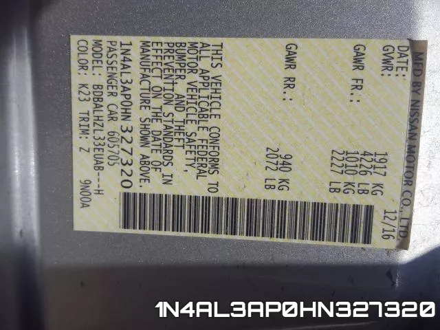 1N4AL3AP0HN327320 фото 2