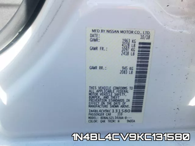 1N4BL4CV9KC131580 фото 2