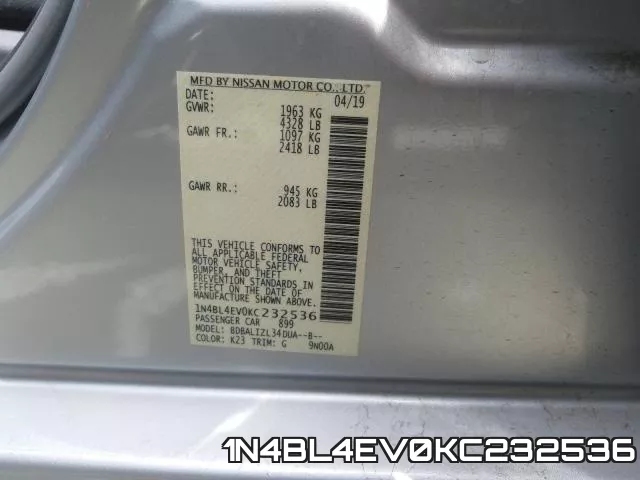 1N4BL4EV0KC232536 фото 2