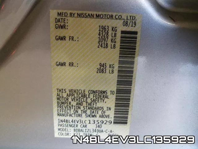 1N4BL4EV3LC135929 фото 2